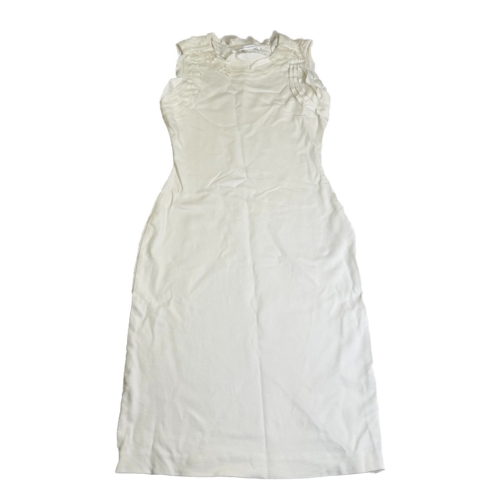 diane von furstenberg White Ruffle Top Bodycon Dress Size 6